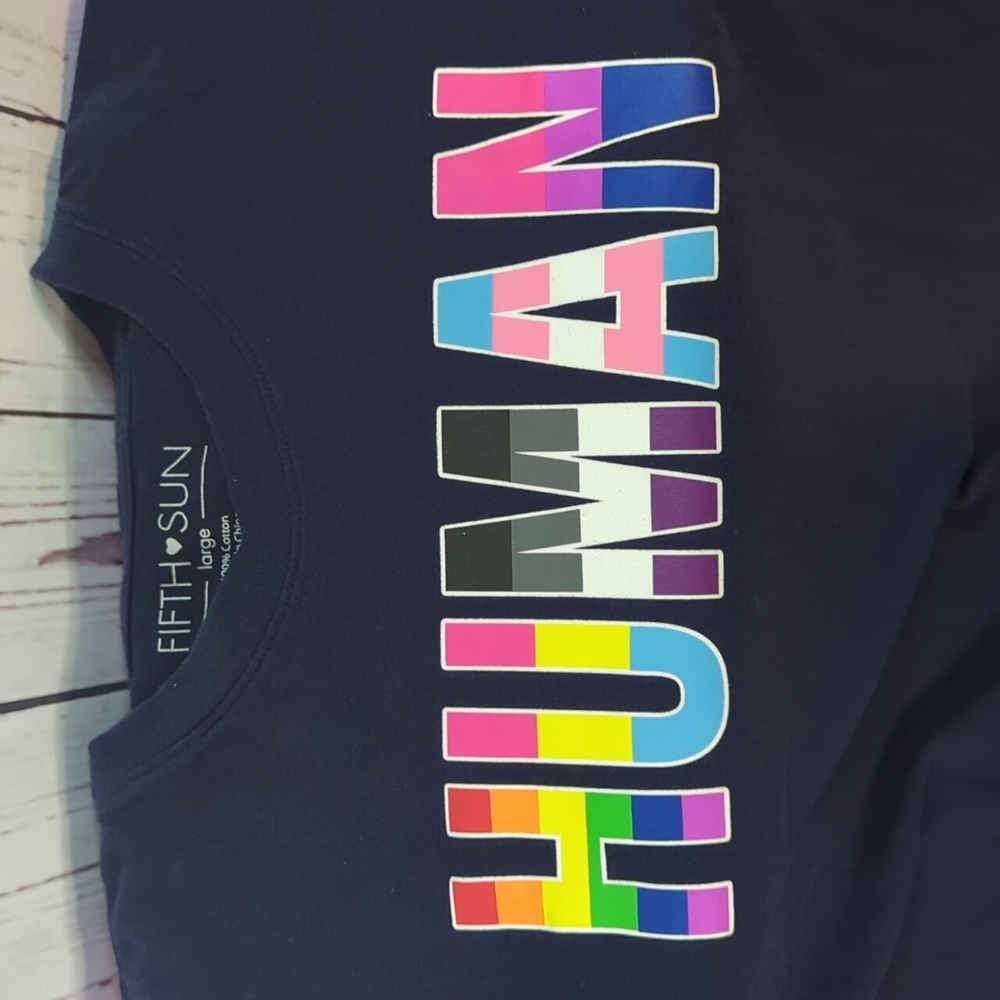 HUMAN T-Shirt Junior Large Gay‎ Pride, Pansexual, Asexual, Transgender, Bisexual - Picture 9 of 9
